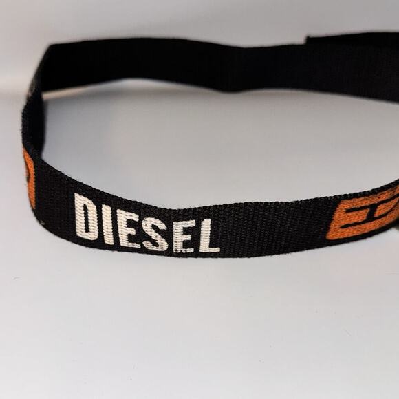 Vintage Y2K Diesel Black Canvas Logo Print Adjustable Logo Buckle Belt Up To 46” - Picture 5 of 10